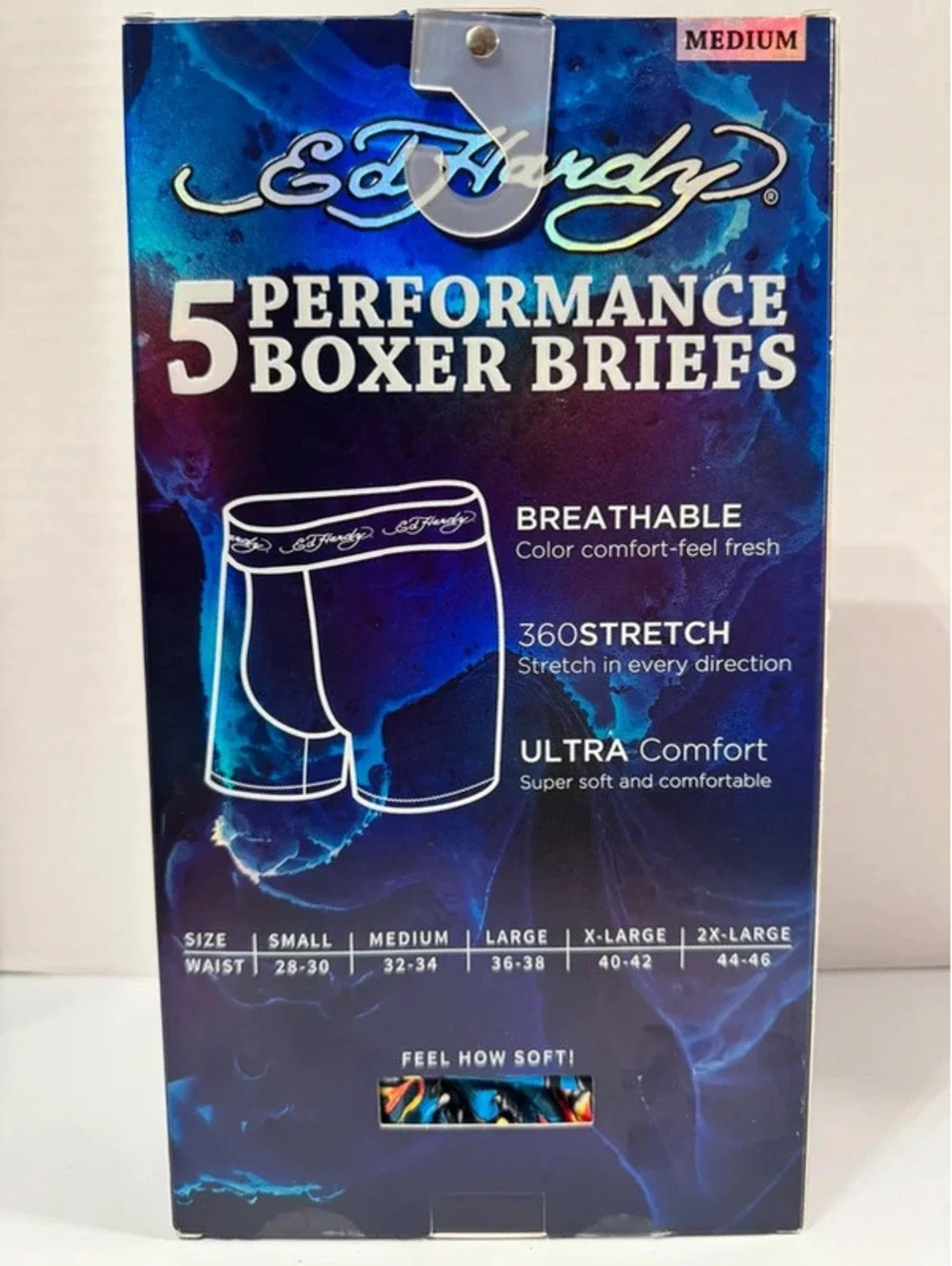 Ed Hardy Men’s Medium 5pc Performance Boxer Brief Box Set NWT